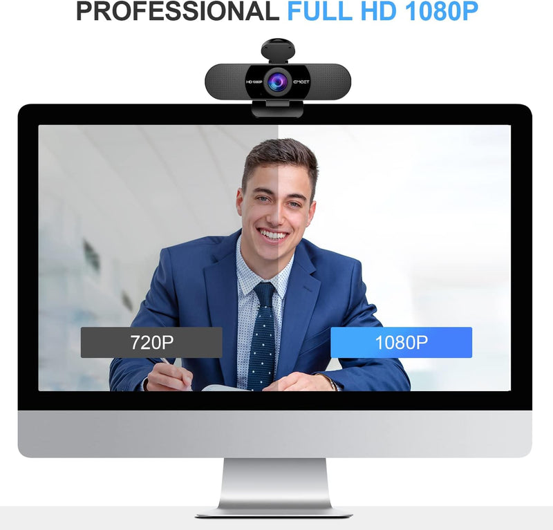 EMEET 1080P Webcam with Microphone, C960 Web Camera, 2 Mics Streaming Webcam, 90°FOV Computer Camera, Plug and Play USB Webcam for Online Calling/Conferencing, Zoom/Skype/Facetime/YouTube, Laptop/PC