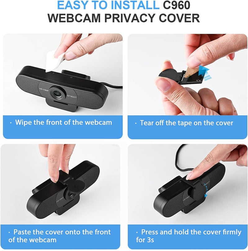 EMEET 1080P Webcam with Microphone, C960 Web Camera, 2 Mics Streaming Webcam, 90°FOV Computer Camera, Plug and Play USB Webcam for Online Calling/Conferencing, Zoom/Skype/Facetime/YouTube, Laptop/PC