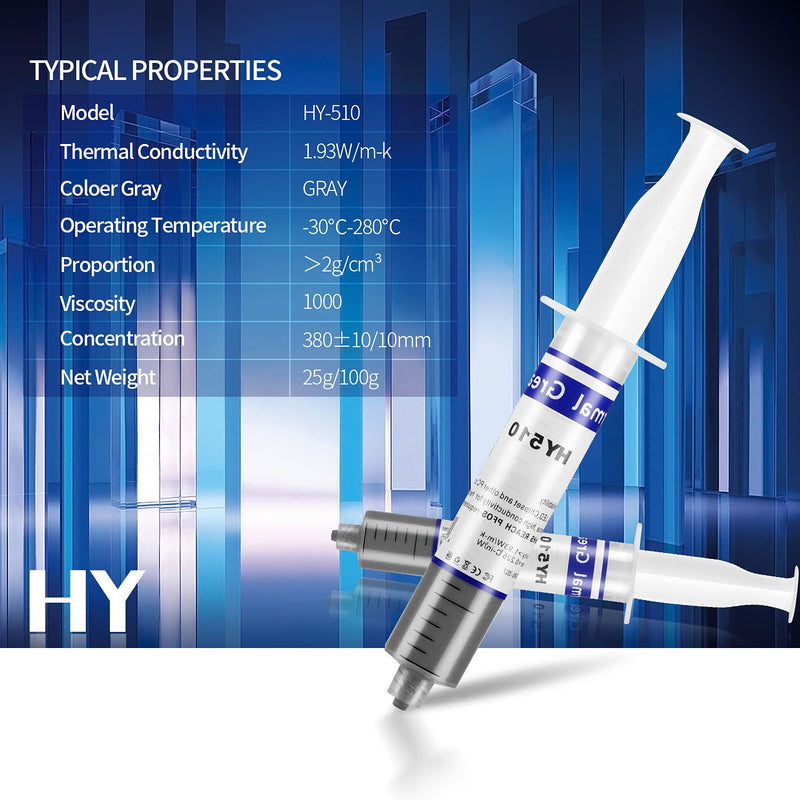 MoneyQiu HY-510-100g Thermal Conductivity: >1.93W/m-k CPU Thermal heatsink Paste Silicone Grease Compound Non-Conductive for pc CPU gpu PS4 100 Gram