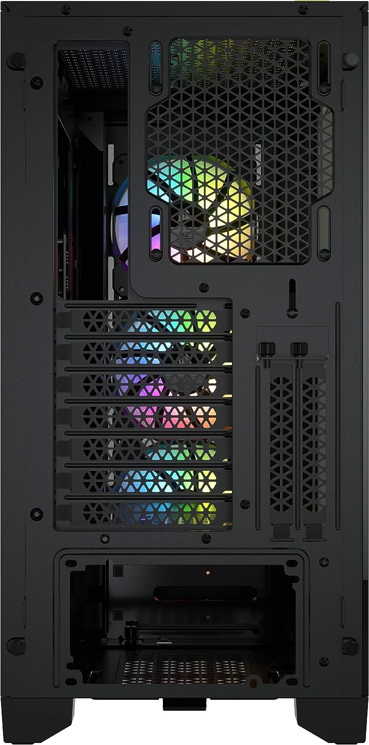 CORSAIR iCUE 4000X RGB empered Glass Mid-Tower ATX PC Case - 3X SP120 RGB Elite Fans - iCUE Lighting Node CORE Controller - High Airflow - Black