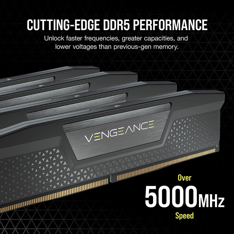 CORSAIR Vengeance DDR5 RAM 32GB (2x16GB) 6000MHz CL30 Intel XMP iCUE Compatible Computer Memory - Black (CMK32GX5M2B6000C30)