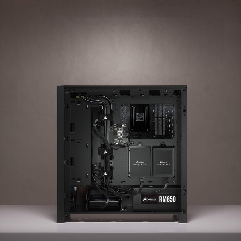 CORSAIR iCUE 4000X RGB empered Glass Mid-Tower ATX PC Case - 3X SP120 RGB Elite Fans - iCUE Lighting Node CORE Controller - High Airflow - Black