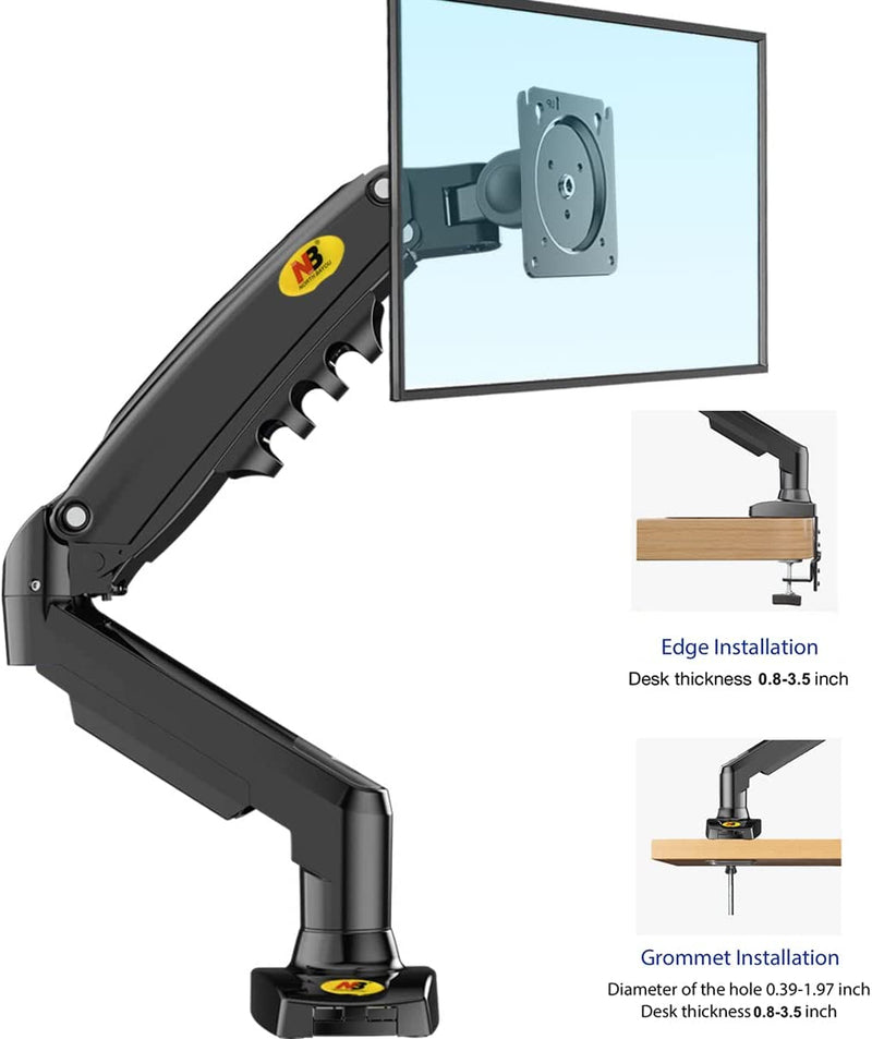 NB North Bayou Monitor Desk Mount Stand Full Motion Swivel Monitor Arm with Gas Spring for 17-30''Monitors