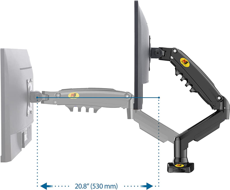 NB North Bayou Monitor Desk Mount Stand Full Motion Swivel Monitor Arm with Gas Spring for 17-30''Monitors