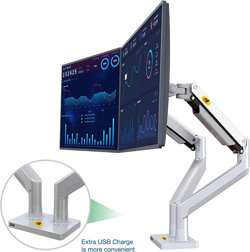 NB North Bayou Dual Monitor Arm Ultra Wide Full Motion Swivel Monitor Mount with Gas Spring for 22''-32'' Monitors