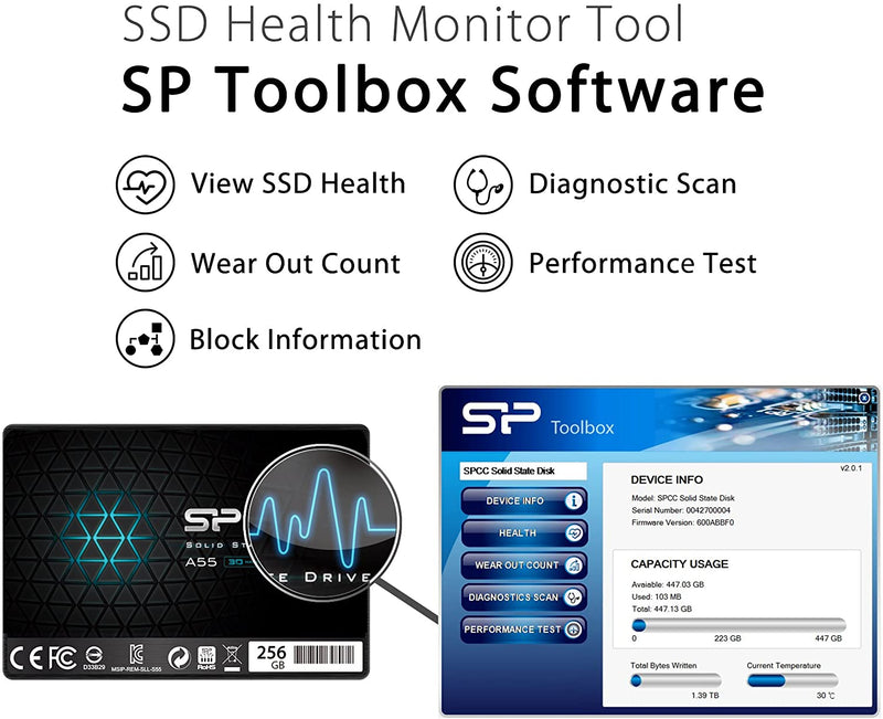 SILICON POWER 256GB SSD SATA III 2.5" 7mm (0.28")